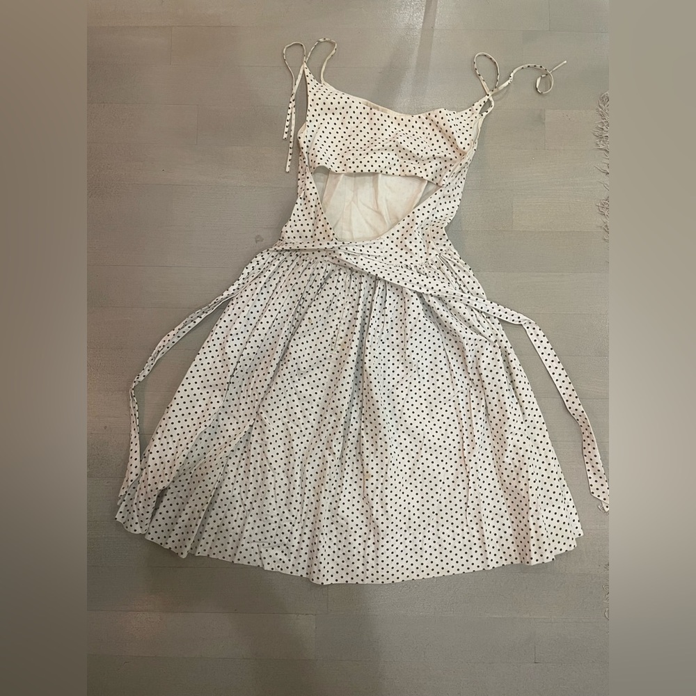 Authentic ‘50s vintage white/black polka dot dress